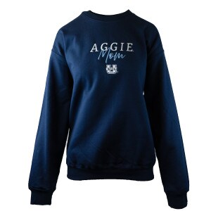 U-State Aggie Mom Embroidered Crew Sweatshirt navy blue